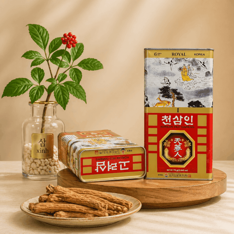 Hồng Sâm Củ Khô Hộp 75g Wooshin Hàn Quốc – Sâm Củ Khô Hộp Thiếc 75g Chính Hãng