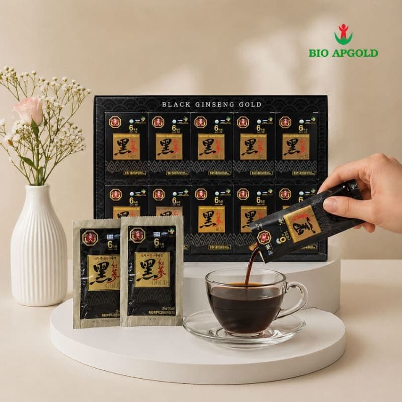 Nước Hắc Sâm Hàn Quốc Hộp 60 Gói Bio Apgold – Cao Hắc Sâm Hàn Quốc Tăng Cường Sức Khỏe