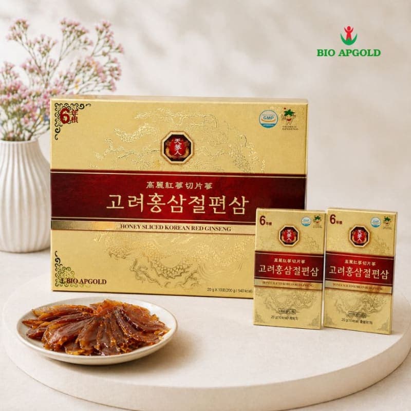 Sâm Lát Tẩm Mật Ong Hàn Quốc Chính Hãng – Hồng Sâm Lát Mật Ong Cao Cấp