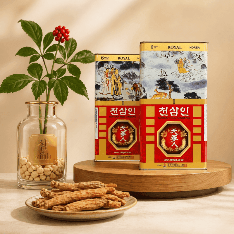 Hồng Sâm Củ Khô Hộp 150g Wooshin Hàn Quốc – Sâm Củ Khô Hộp Thiếc 150g Chính Hãng