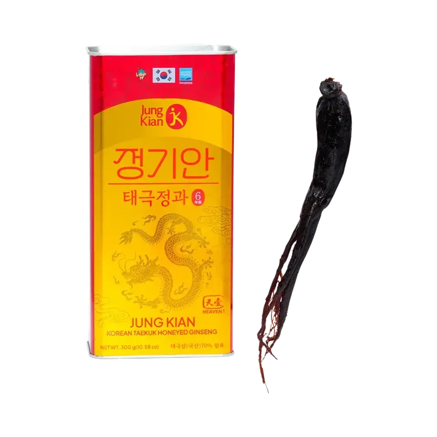 Thiên Sâm Tẩm Mật Ong Jung Kian Premium – Hộp 300g (6 Củ)