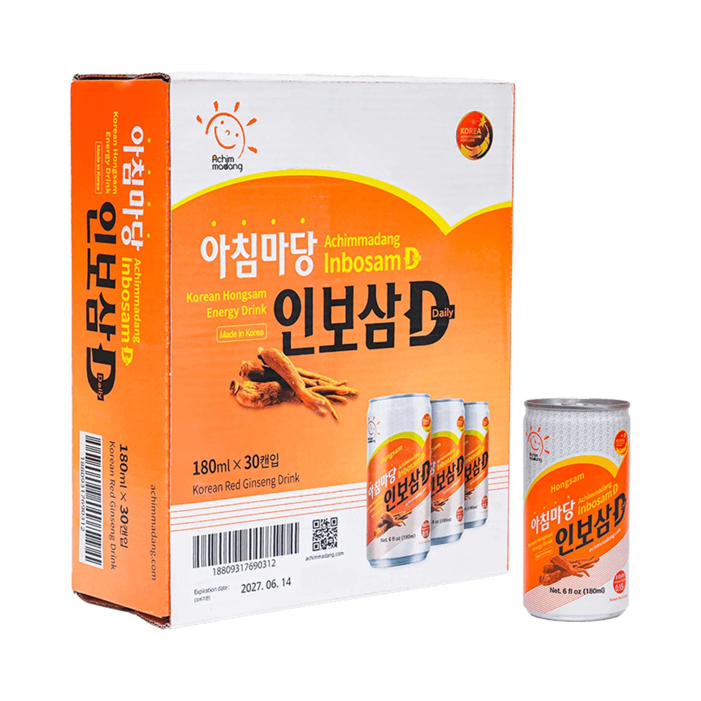Nước Tăng Lực Hồng Sâm Inbosam D – Hộp 30 Lon x 180ml
