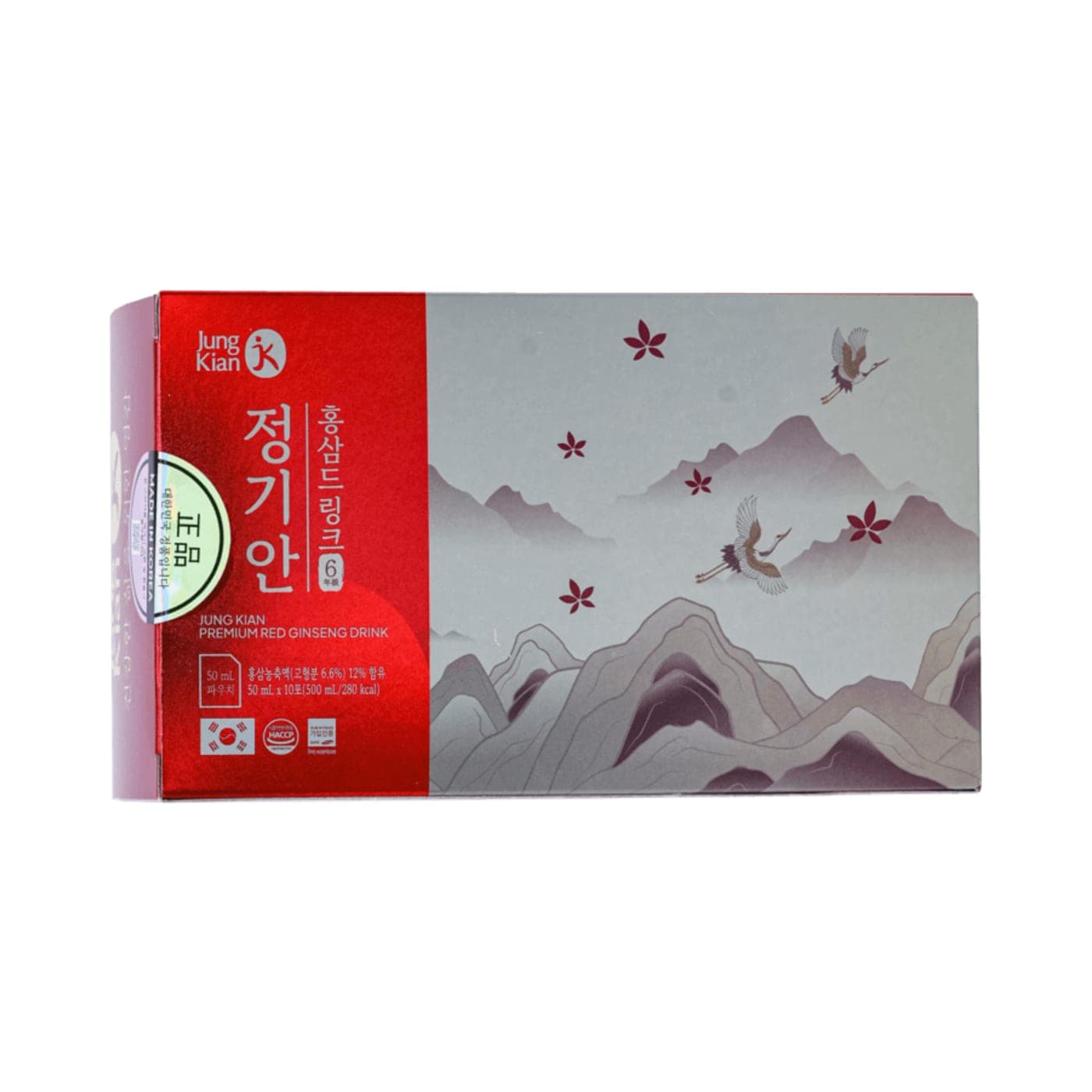 Nước Uống Hồng Sâm Jung Kian Premium 6 – Hộp 5 Gói x 50ml